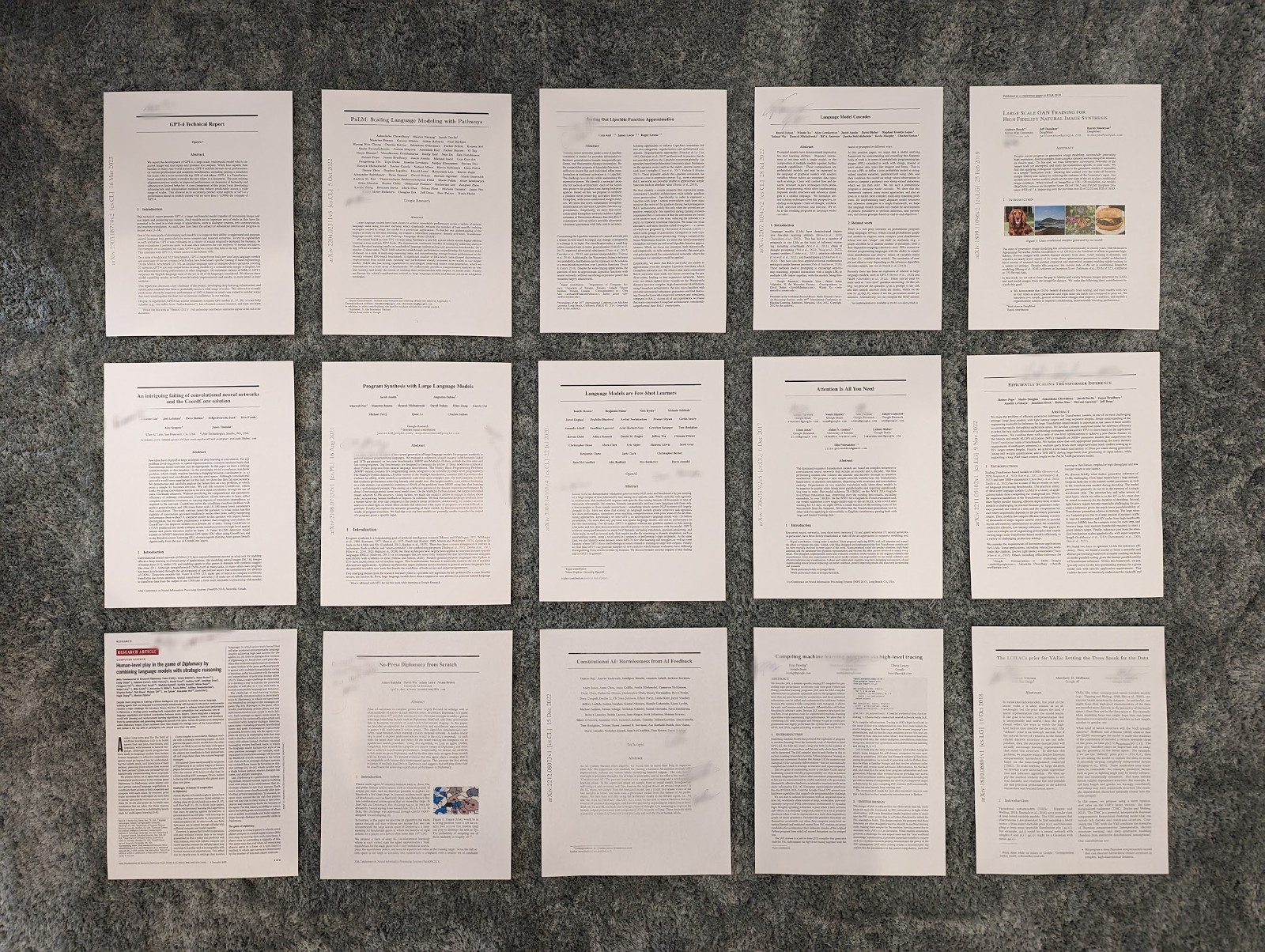 front pages of a sampling of the papers, many more papers available!